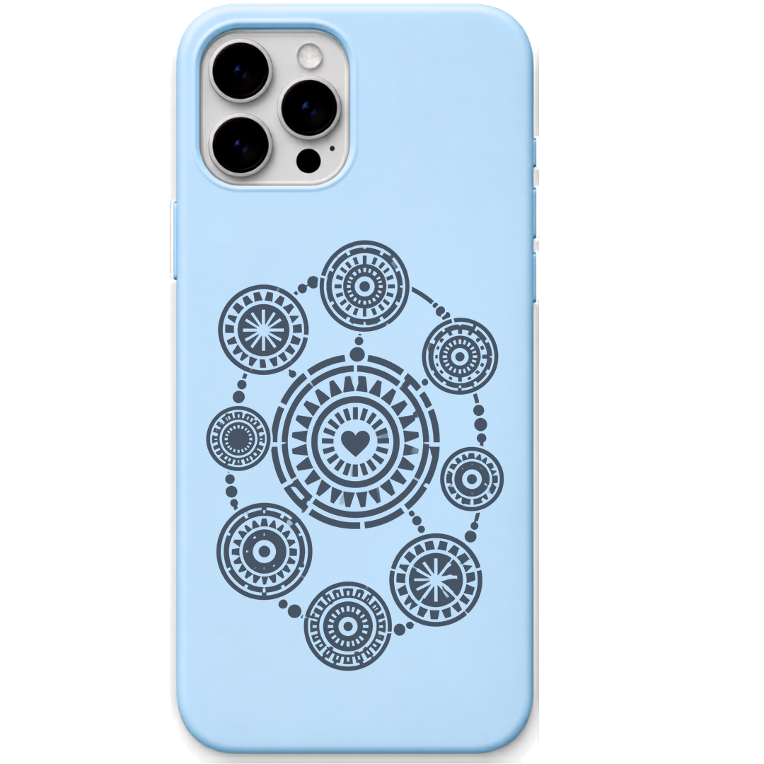 My Inner Circle circular mandala cluster engraved pastel silicone phone cover in Sky Blue