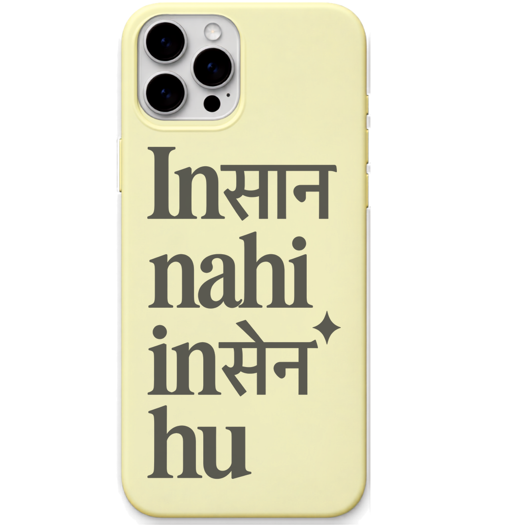 Insaan Nahi Insane Hoon hinglish wordplay meme engraved silicone phone cover in Lemon Yellow