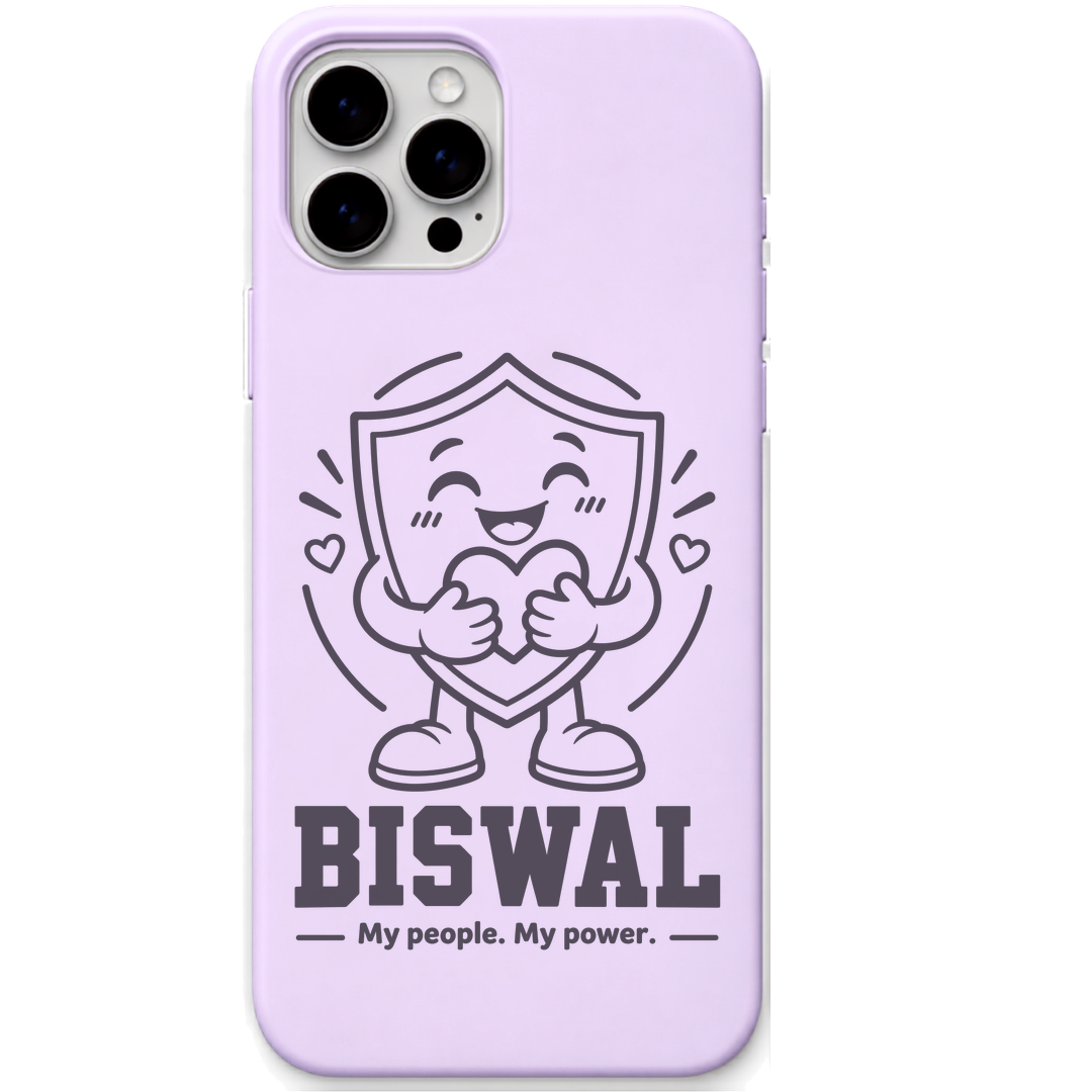 Biswal My People My Power engraved pastel silicone phone cover in Lavender