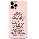 Maa Chandi Blessings engraved pastel silicone phone cover in Blush Pink
