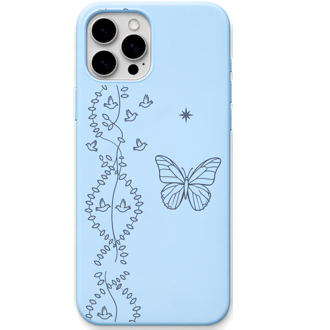 Wings Of Hope engraved silicone phone cover in Sky Blue