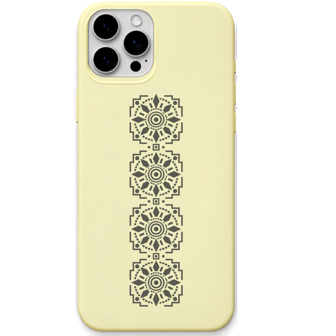 Aangan Geometry ornamental geometric motifs engraved pastel silicone phone cover in Lemon Yellow