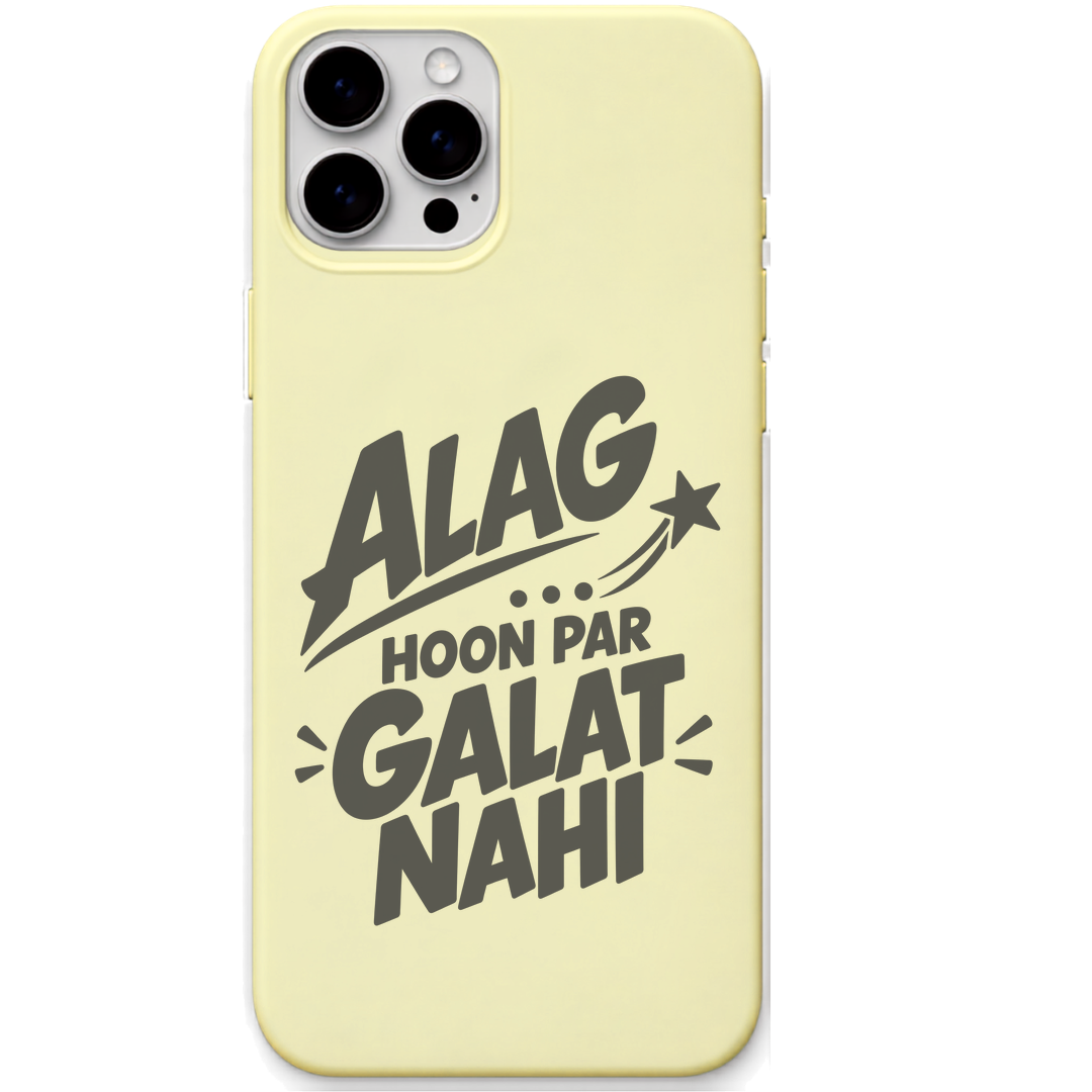 Alag Hoon Par Galat Nahi hinglish attitude quote engraved silicone phone cover in Lemon Yellow