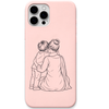 Maa My Safe Place mother children hug line art engraved pastel silicone phone cover in Blush Pink