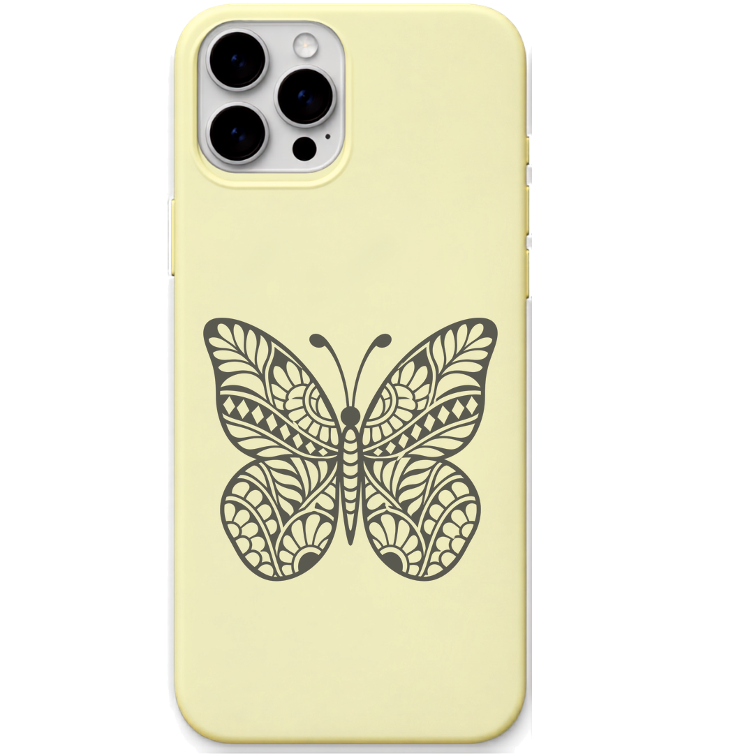Free Spirit Butterfly ornamental butterfly engraved pastel silicone phone cover in Lemon Yellow