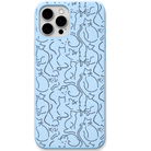Cat Companions engraved silicone phone cover in Sky Blue