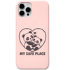 My Safe Place Pandas panda heart hug engraved pastel silicone phone cover in Blush Pink