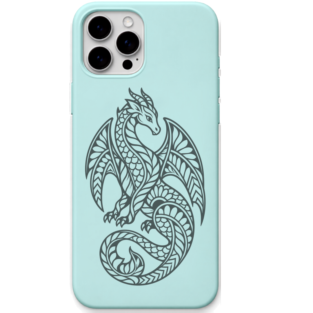 Dreamguard Dragon ornamental dragon engraved pastel silicone phone cover in Mint Green