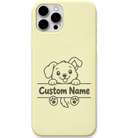 Loyal Little Puppy baby puppy custom name engraved pastel silicone phone cover in Lemon Yellow