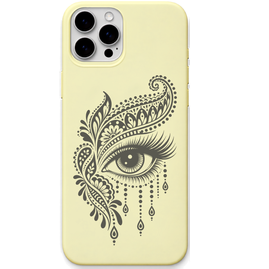 Paisley Gaze paisley eye art engraved pastel silicone phone cover in Lemon Yellow