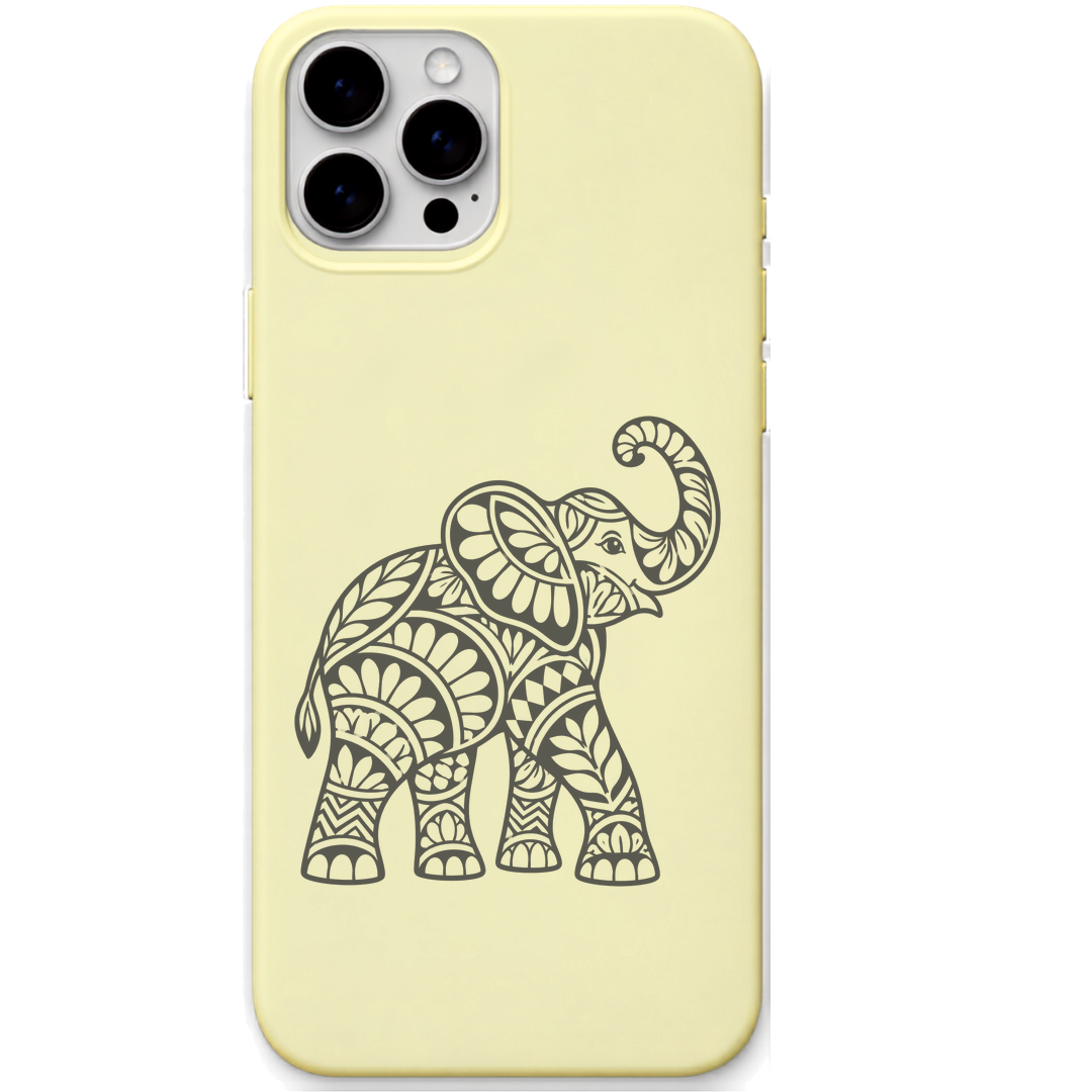 Gentle Giant Elephant ornamental elephant engraved pastel silicone phone cover in Lemon Yellow