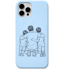 Team Papa dad two sons line art engraved pastel silicone phone cover in Sky Blue