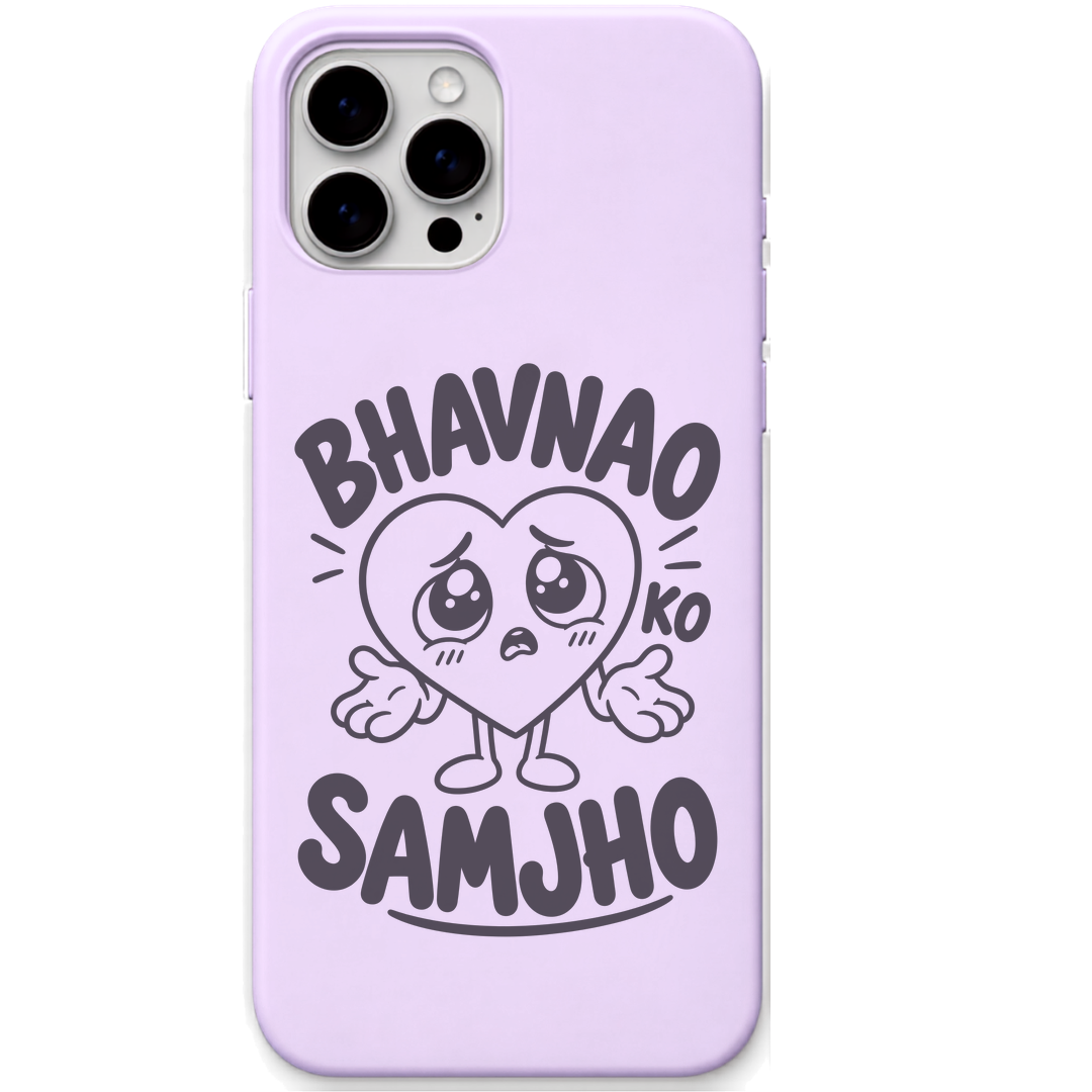 Bhavnao Ko Samjho cute emotional meme engraved silicone phone cover in Lavender