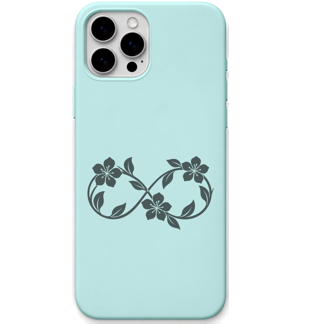 Bloom Beyond Limits floral infinity engraved pastel silicone phone cover in Mint Green