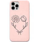 Two Stems One Heart heart shaped flower stems engraved pastel silicone phone cover in Blush Pink