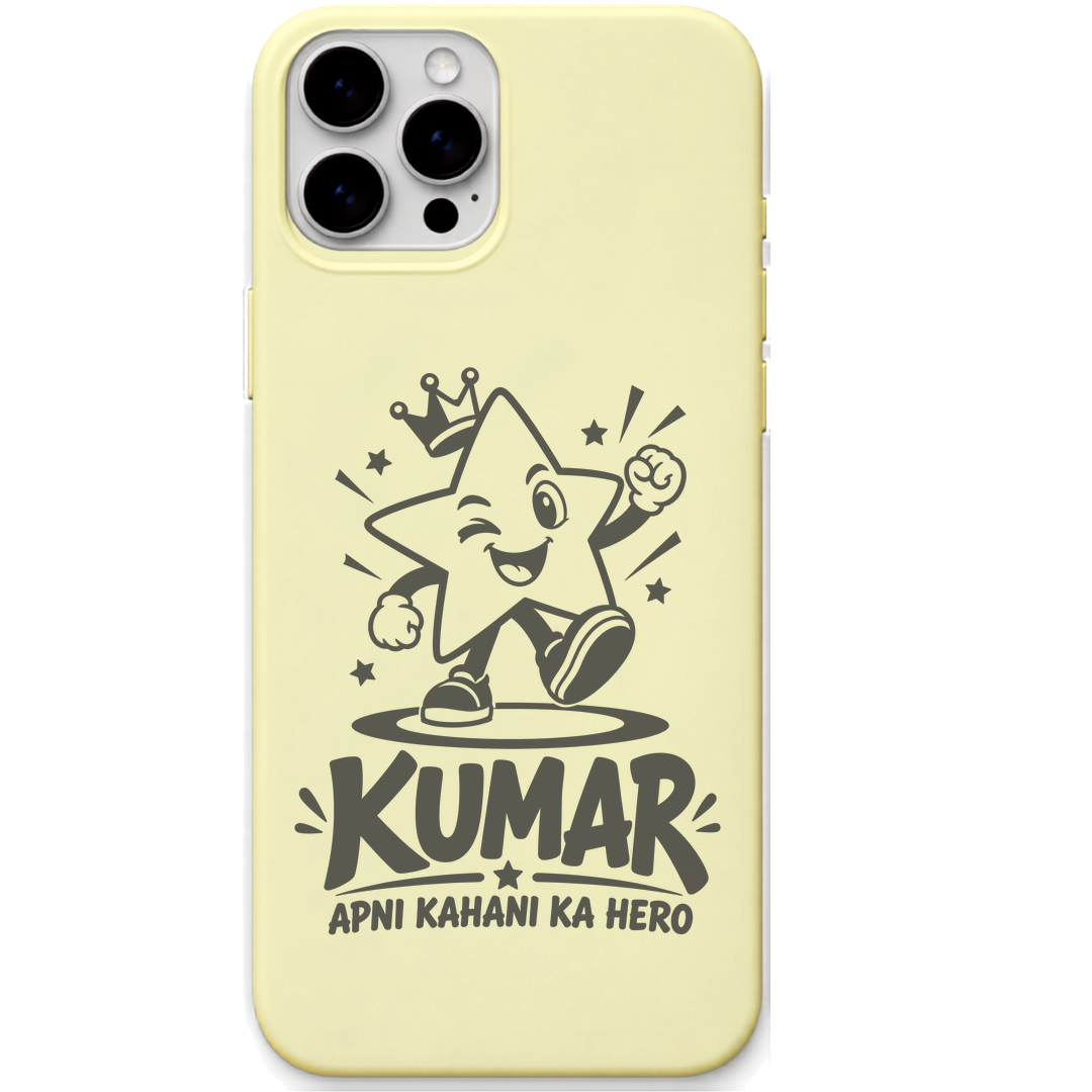 Kumar Apni Kahani Ka Hero engraved silicone phone cover in Lemon Yellow