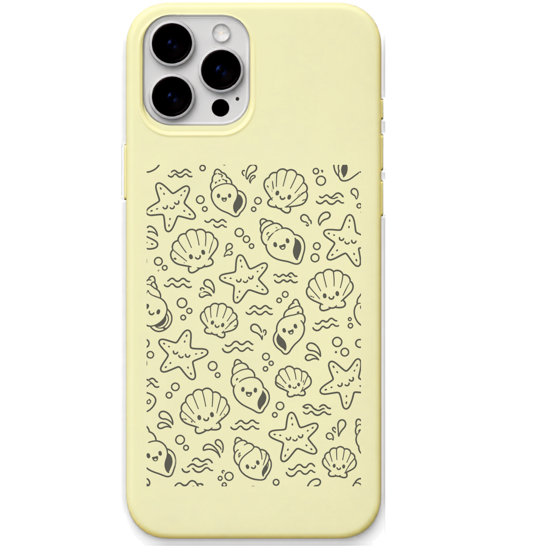 Coastal Mischief engraved pastel silicone phone cover in Lemon Yellow