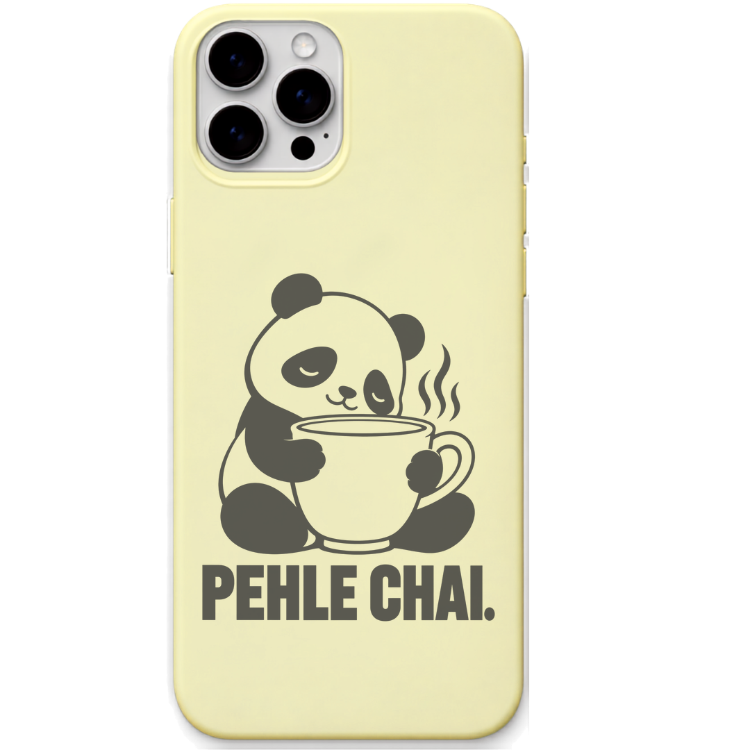 Chai Then Try Panda panda tea lover meme engraved pastel silicone phone cover in Lemon Yellow