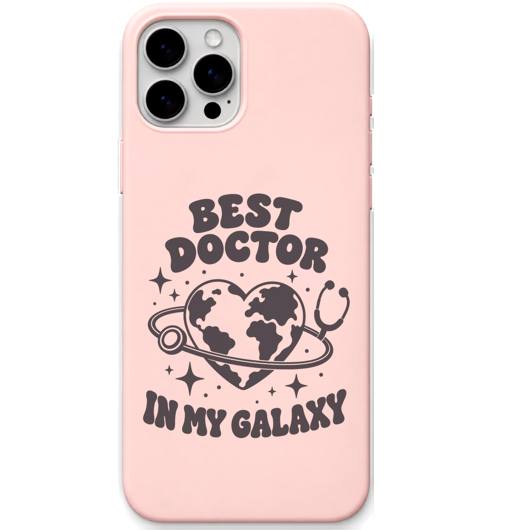 Best Doctor In My Galaxy engraved silicone phone cover in Blush Pink