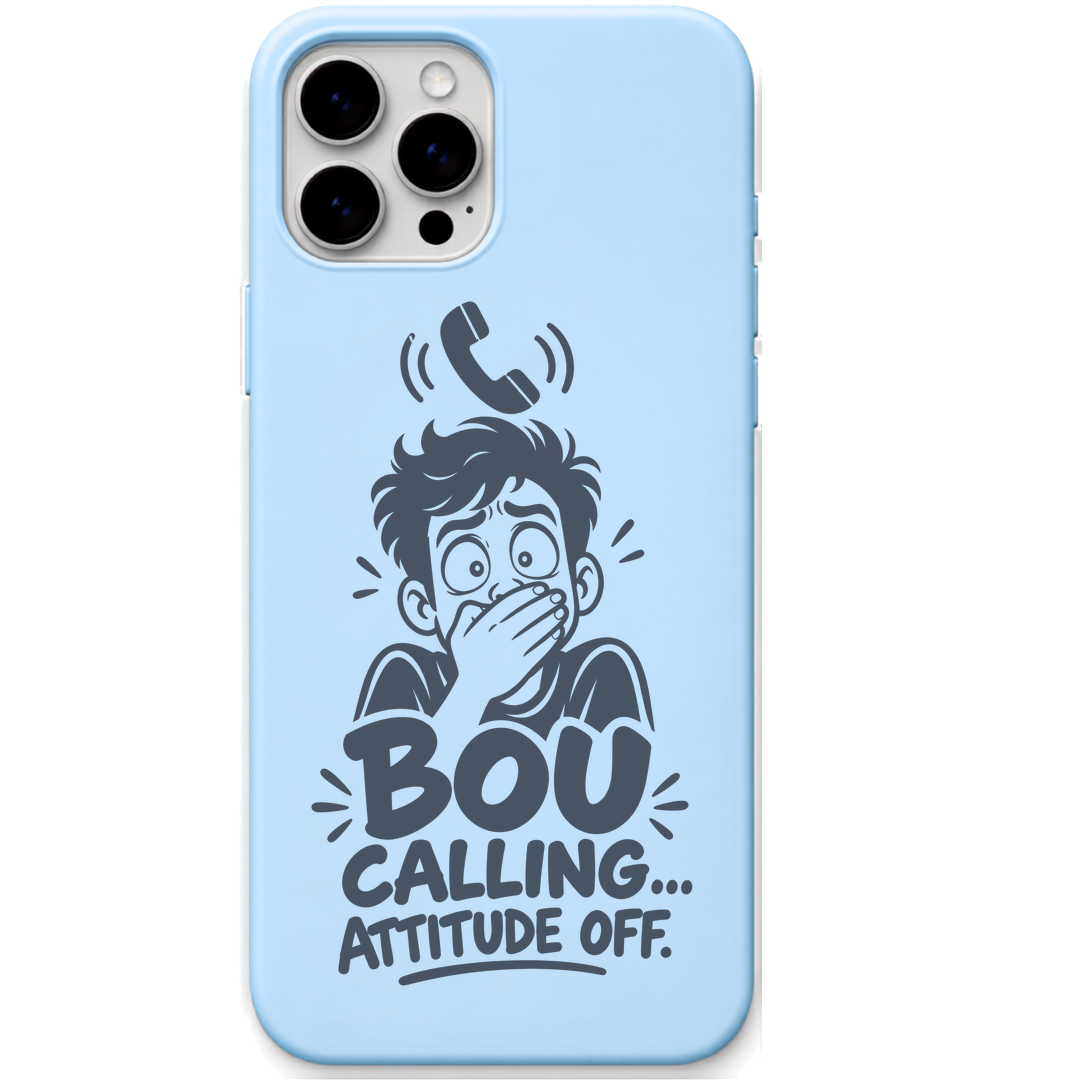 Bou Calling Attitude Off engraved pastel silicone phone cover in Sky Blue