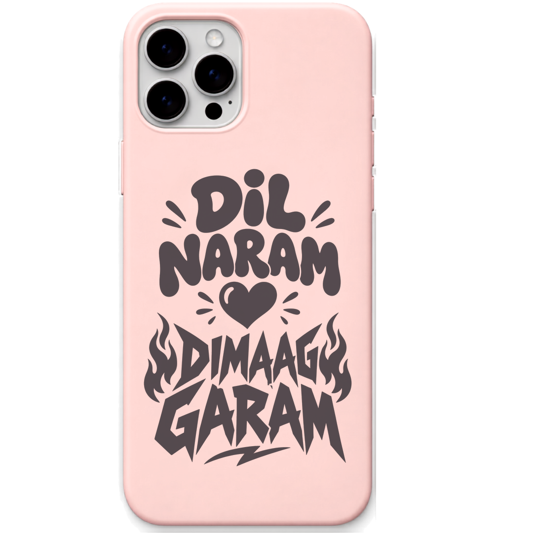 Dil Naram Dimaag Garam desi mood quote engraved silicone phone cover in Blush Pink