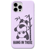Hang in There Panda hanging panda bamboo art engraved pastel silicone phone cover in Lavender
