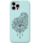 Lotus Gaze lotus eye motif engraved pastel silicone phone cover in Mint Green