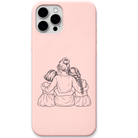 Mums Girl Gang mum two daughters line art engraved pastel silicone phone cover in Blush Pink