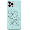 Petal Current flowing floral line art engraved pastel silicone phone cover in Mint Green