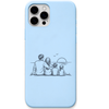 Our Quiet Evening family sunset line art engraved pastel silicone phone cover in Sky Blue