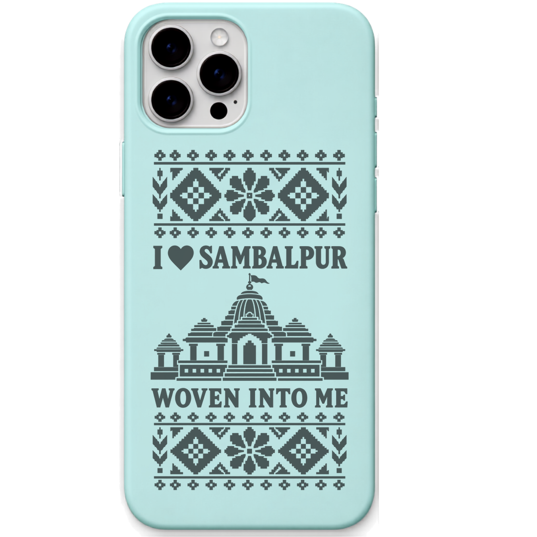 Sambalpur Woven Into Me engraved pastel silicone phone cover in Mint Green