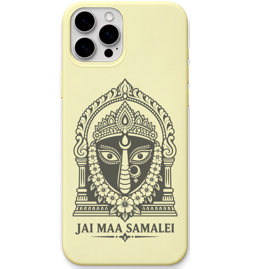 Jai Maa Samalei engraved pastel silicone phone cover in Lemon Yellow