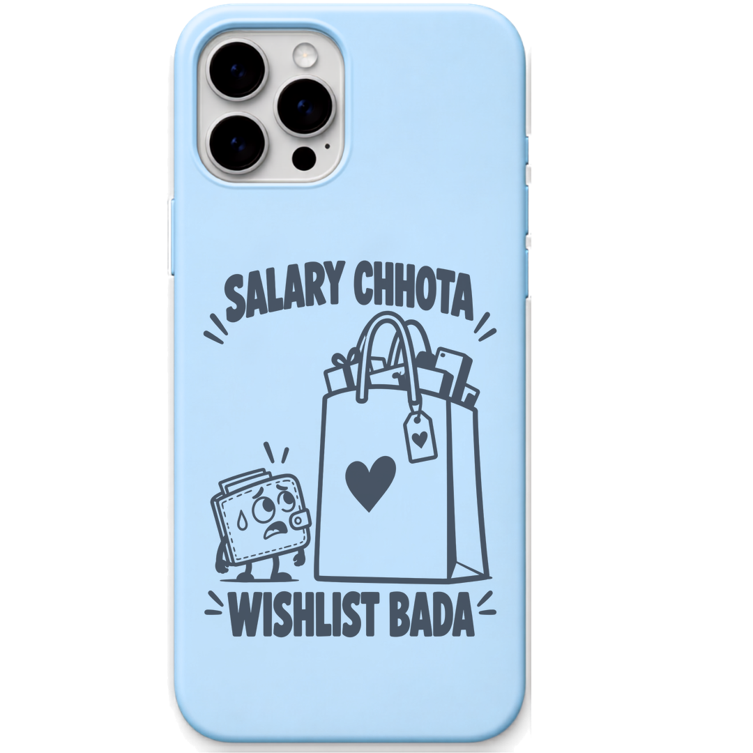 Salary Chhota Wishlist Bada engraved pastel silicone phone cover in Sky Blue
