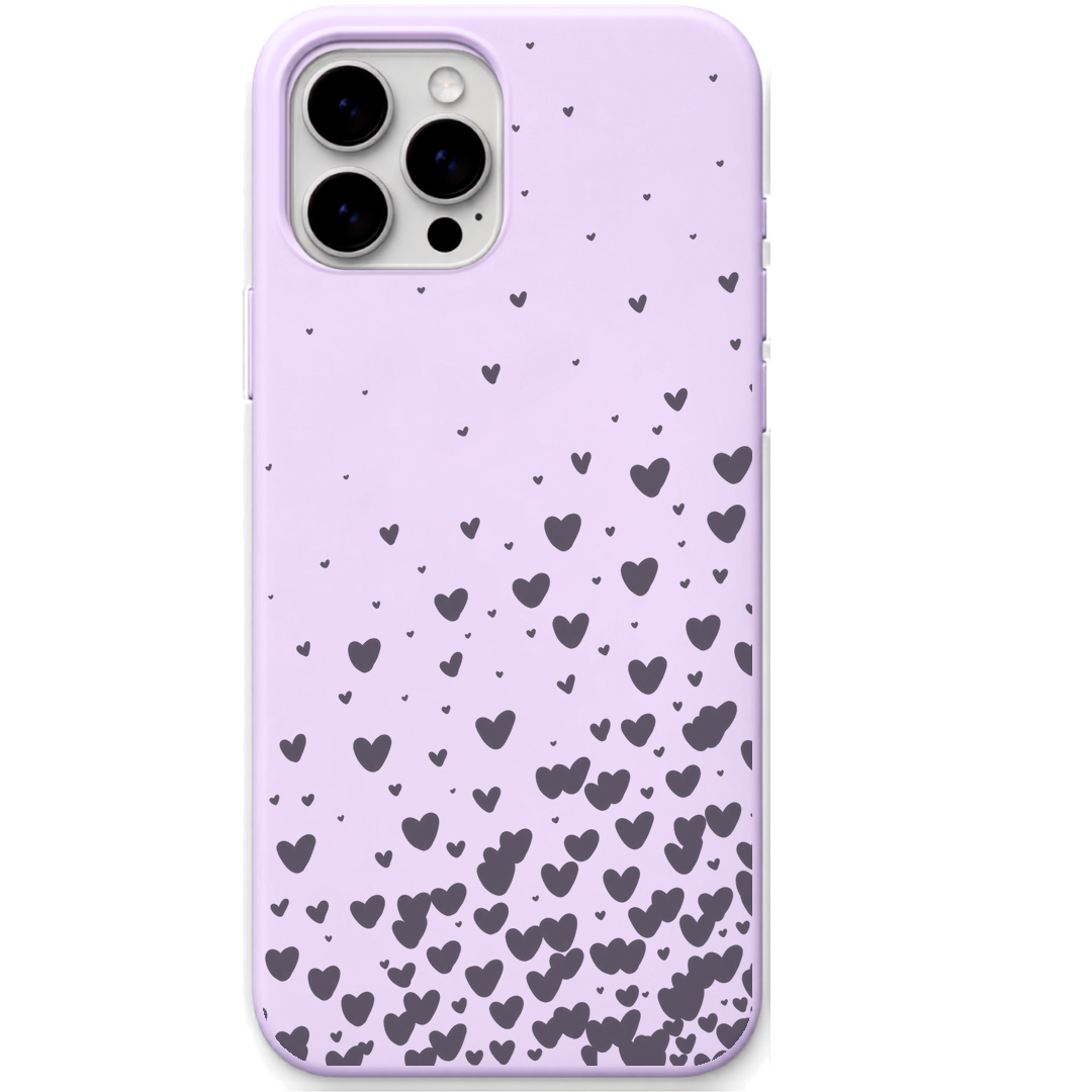 Falling Hearts engraved silicone phone cover in Lavender