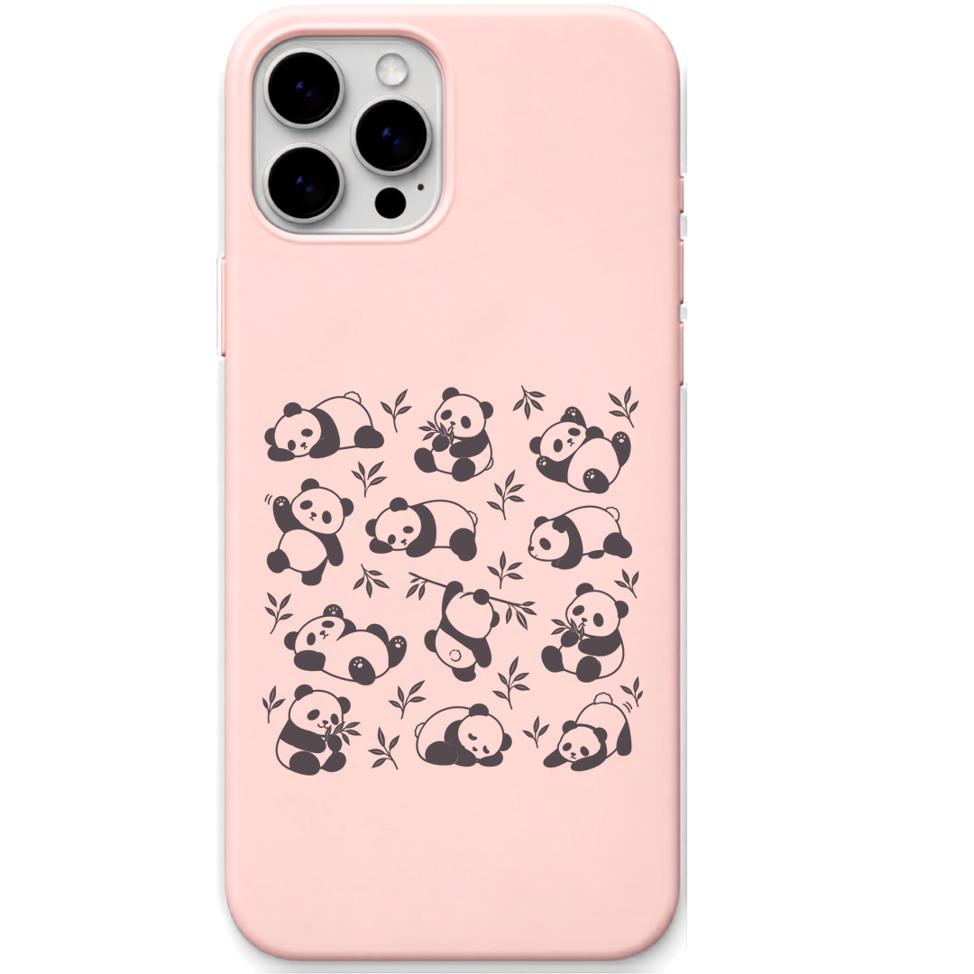 Panda Mood Repeat panda all over pattern engraved pastel silicone phone cover in Blush Pink