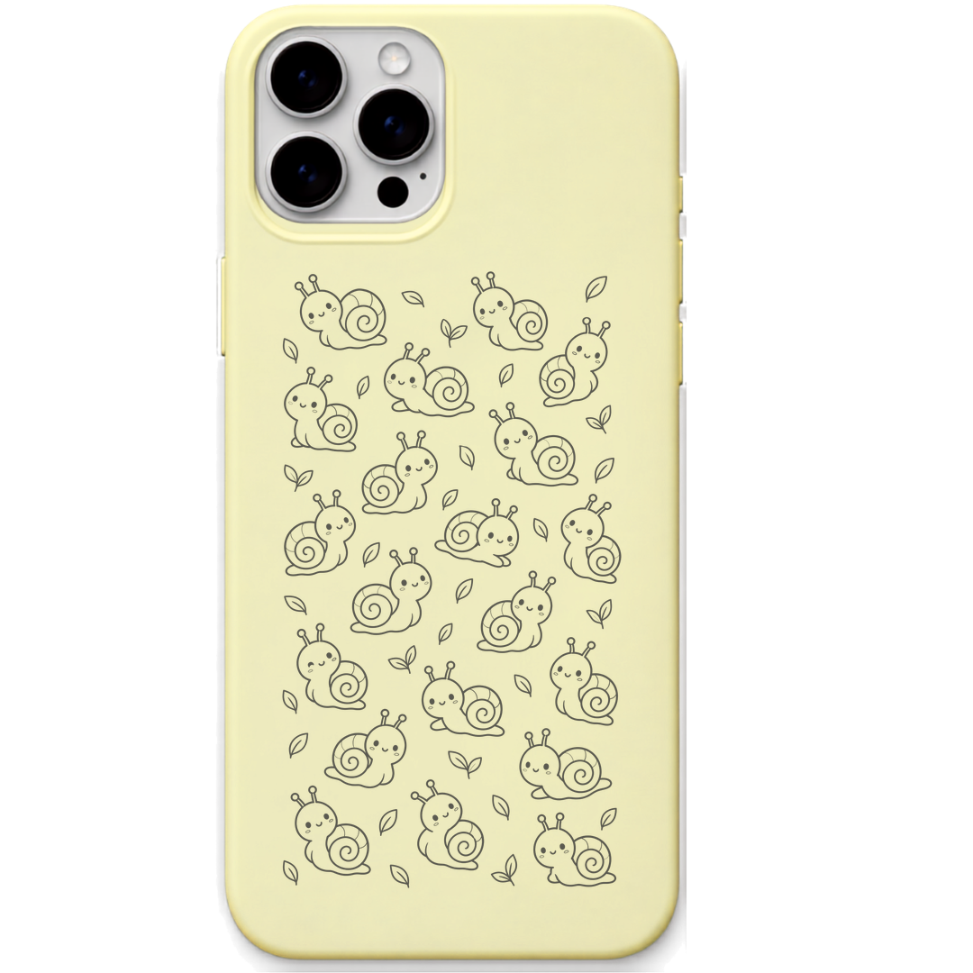 Slow Little Joys Snail cute snail pattern engraved pastel silicone phone cover in Lemon Yellow