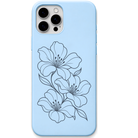 Petal Current flowing floral line art engraved pastel silicone phone cover in Sky Blue