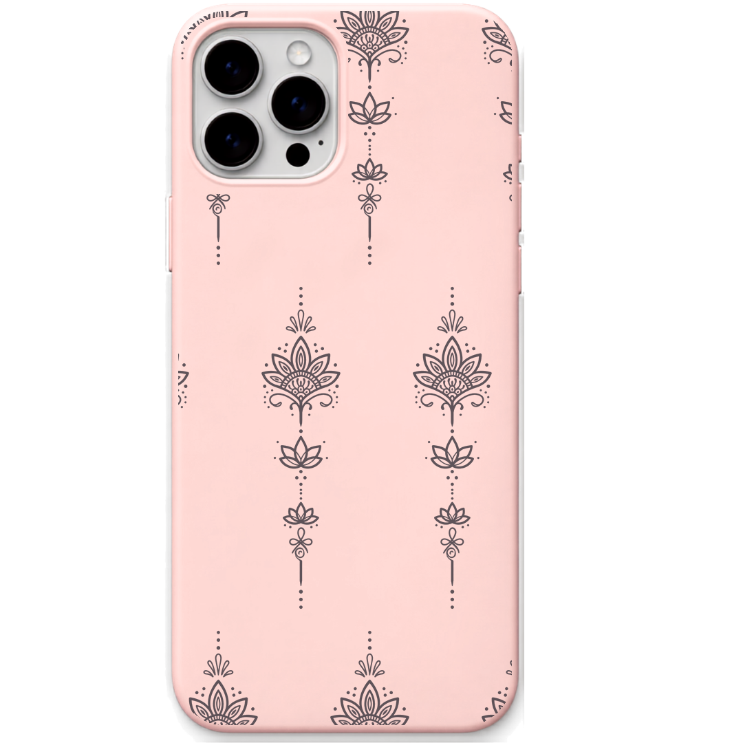 Lotus Pendant engraved silicone phone cover in Blush Pink