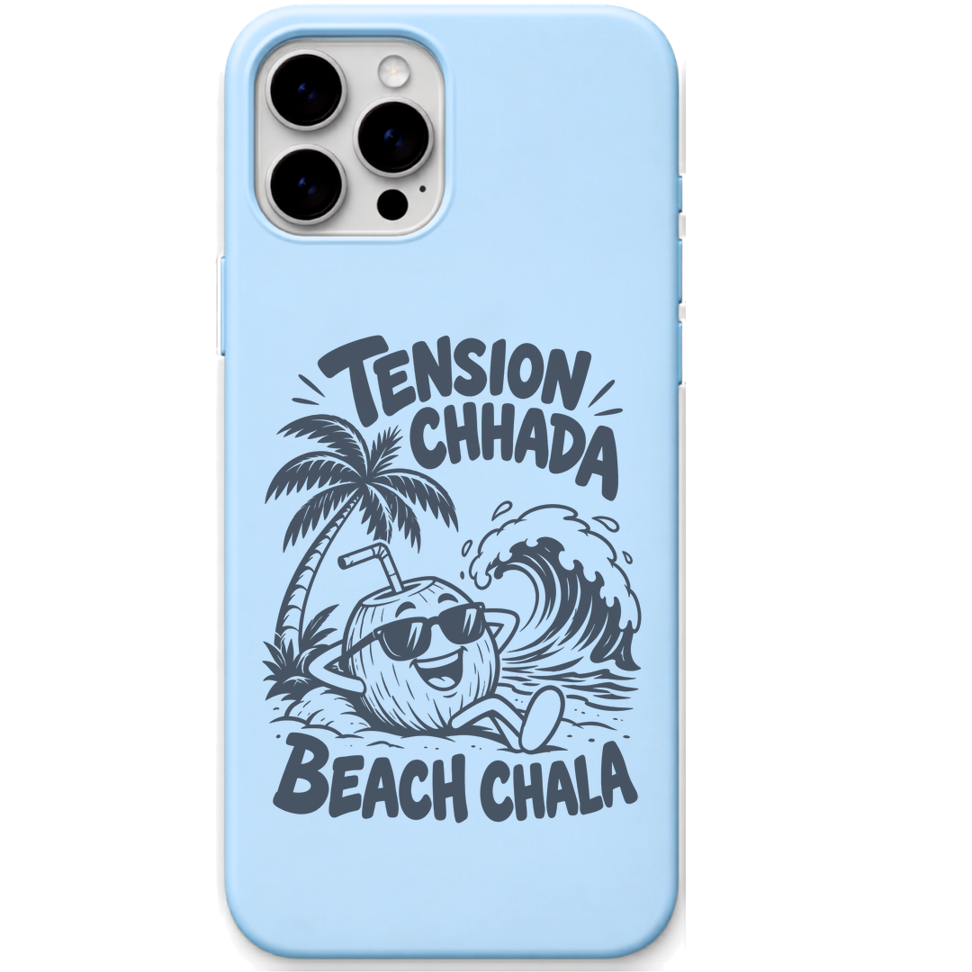 Tension Chhada Beach Chala engraved pastel silicone phone cover in Sky Blue