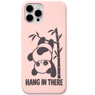 Hang in There Panda hanging panda bamboo art engraved pastel silicone phone cover in Blush Pink