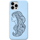 Her Own Bloom floral woman silhouette engraved pastel silicone phone cover in Sky Blue