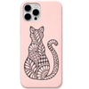 Ornamental Cat botanical cat engraved pastel silicone phone cover in Blush Pink