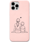 Always Beside You mother son line art engraved pastel silicone phone cover in Blush Pink