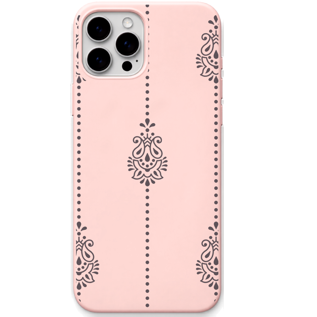Ornamental Drops engraved silicone phone cover in Blush Pink