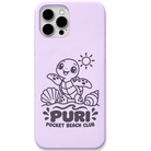 Puri Pocket Beach Club Turtle engraved pastel silicone phone cover in Lavender