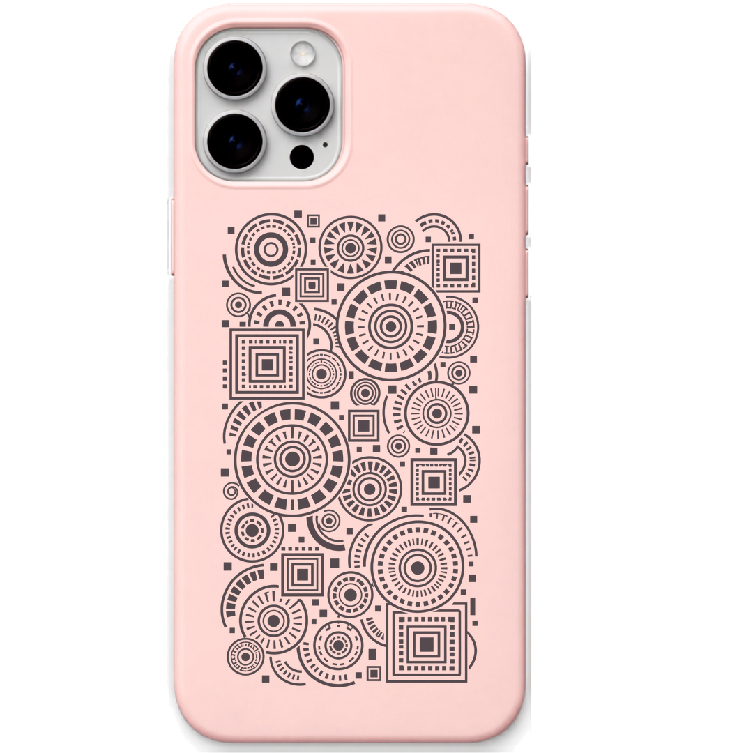 Organised Chaos circle square pattern engraved pastel silicone phone cover in Blush Pink