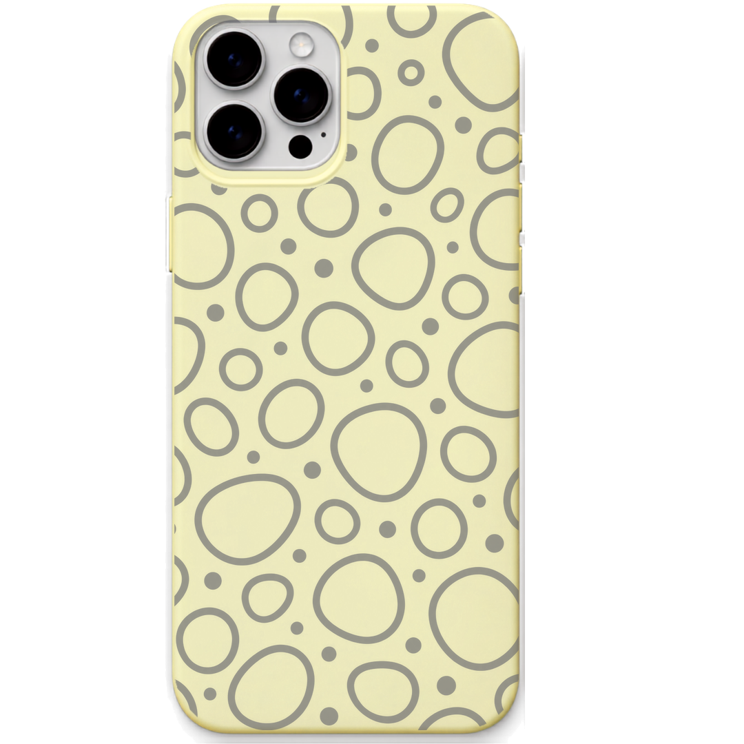 Orbit Mood engraved silicone phone cover in Lemon Yellow