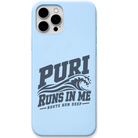 Puri Runs in Me engraved pastel silicone phone cover in Sky Blue