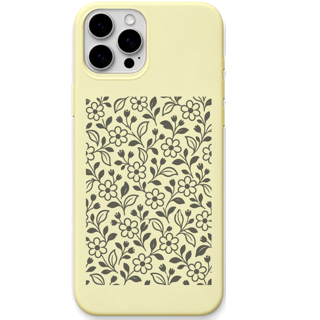 Odisha Bloom Garden engraved pastel silicone phone cover in Lemon Yellow