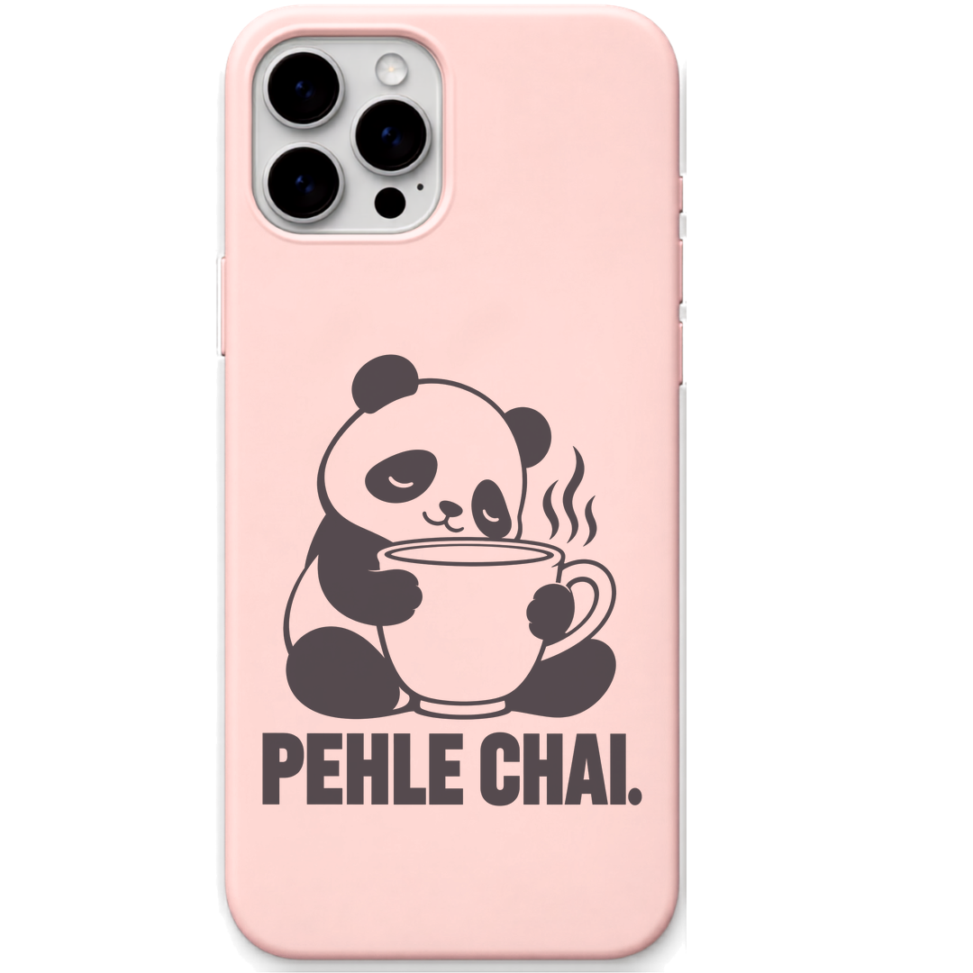 Chai Then Try Panda panda tea lover meme engraved pastel silicone phone cover in Blush Pink